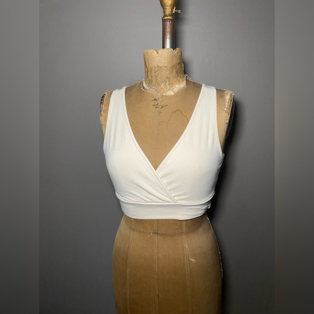 Soft Cotton Crossover Bralette Ivory Women’s M/L